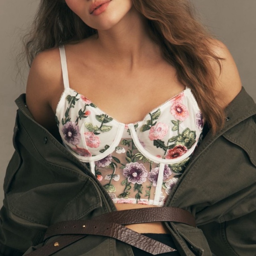 ANTHROPOLOGIE➕NWT Embroidered Mesh Corset